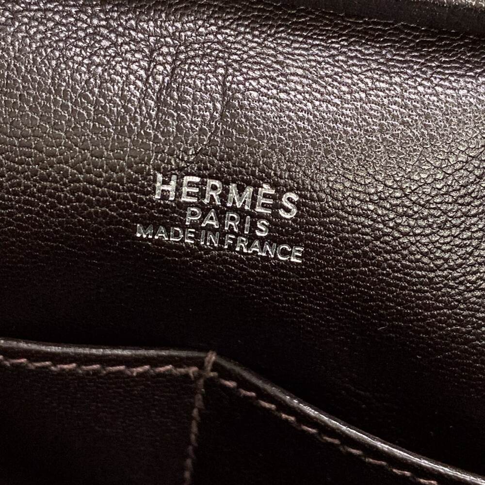 Hermès Plume 32 Handbag Cream Dark Brown Toile H Veau Gulliver - Picture 12 of 16